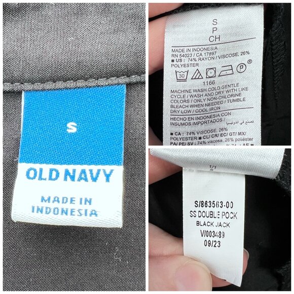 Old Navy Black Button Maxi Dress Shirt Style Drawstring Waist Small - Picture 3 of 7